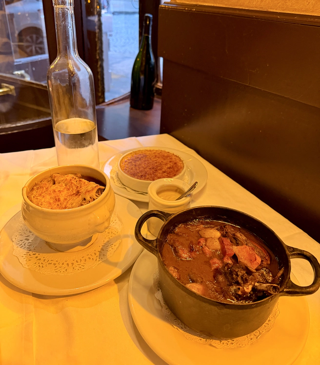 Coq au vin, French Onion Soup and Crème Brûlée