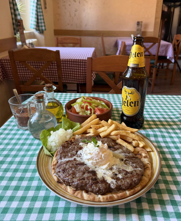 Serbian Pljeskavica with Serbian Salad